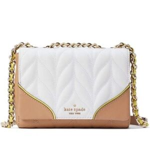 Kate Spade White Tan and Yellow Briar Lane Quilted Mini Emelyn Shoulder Bag